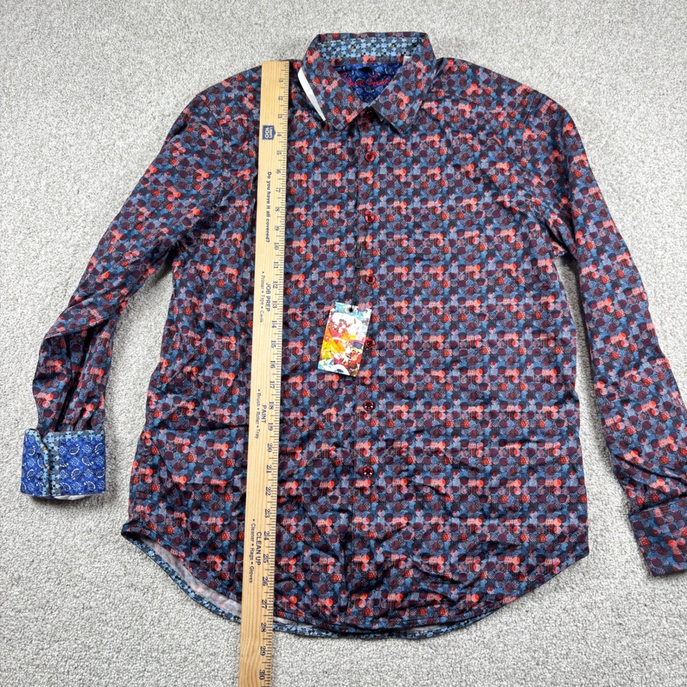 NEW Robert Graham Button Down Shirt Mens Medium Blue Red Geometric Classic Fit - Picture 6 of 7